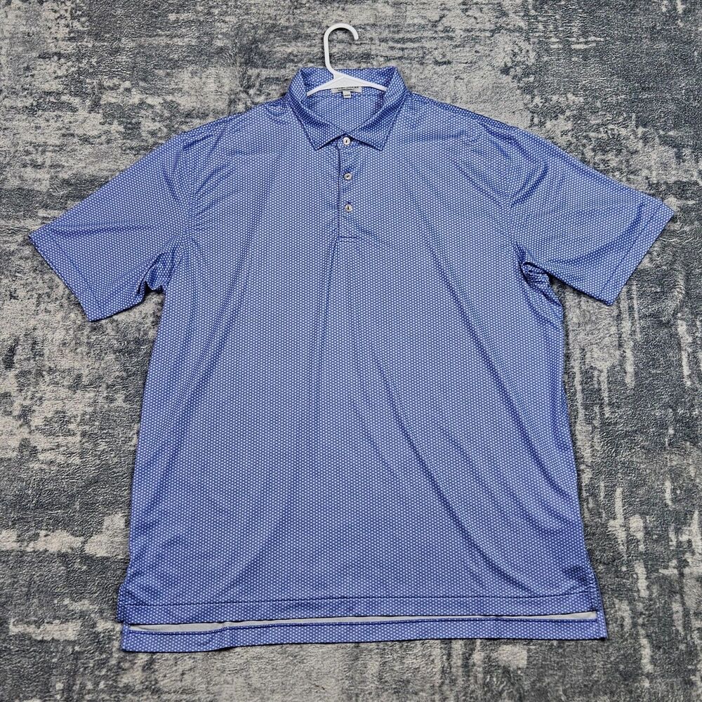 Peter Millar Summer Comfort Polo Shirt Men XL Blue Geometric Performance Stretch